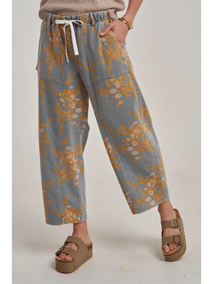 Mid Rise Floral Pants