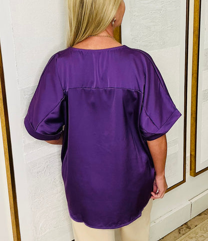 Satin V-Neck Top