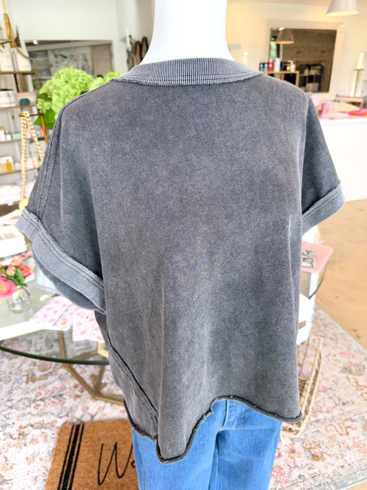 Black Wash Crop Top