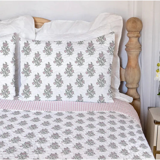 Pink Floral Quilt Set Full/Queen