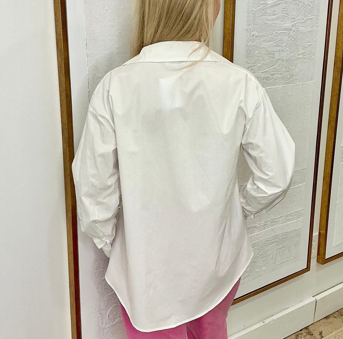 White Button-Down Long Sleeve Top