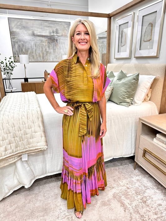Green & Pink 3-Way Wrap Skirt/Dress