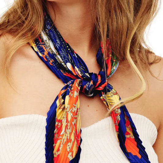 Orange Pleated Clover Scarf