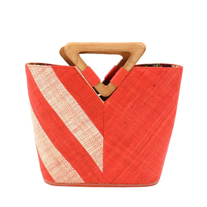 Two-Tone Straw Handbag