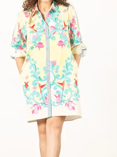 Aqua Scroll Dress