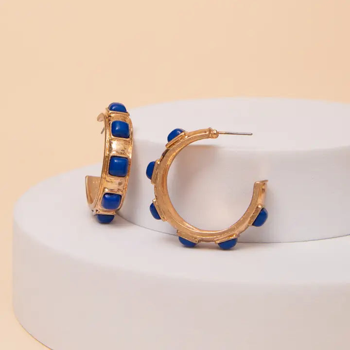 Gold Bezel Rhinestone Earrings