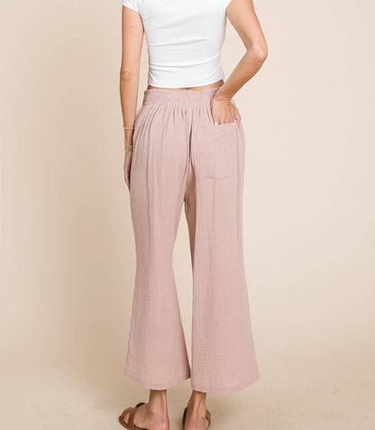 Rose Cotton Cropped Pants