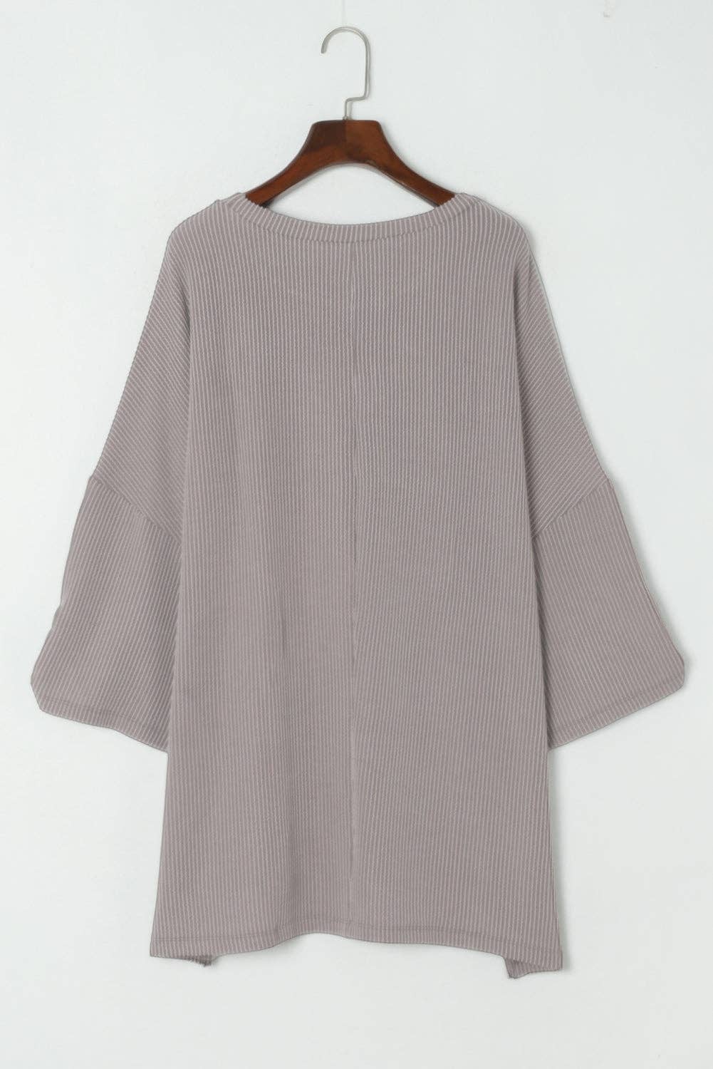 Gray Ribbed Oversize Top