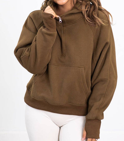 Brown Half Zip Hoodie