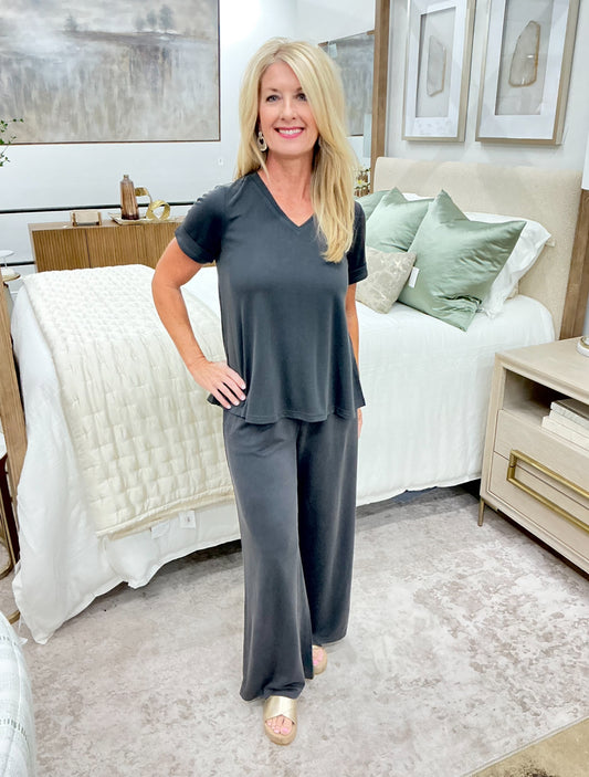 Plus Modal Charcoal Pants Set