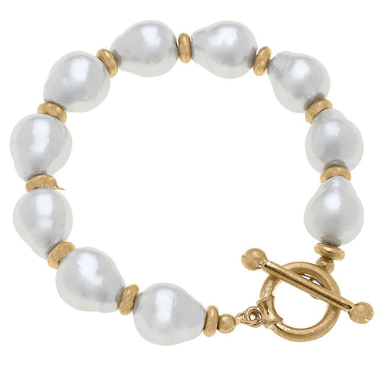 Pearl Stretch Toggle Bracelet in Ivory