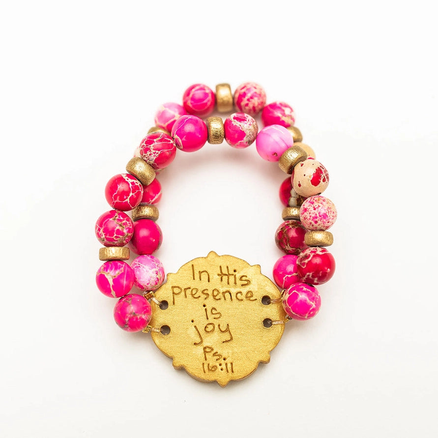 Pink Sea Double Strand Cross Bracelet