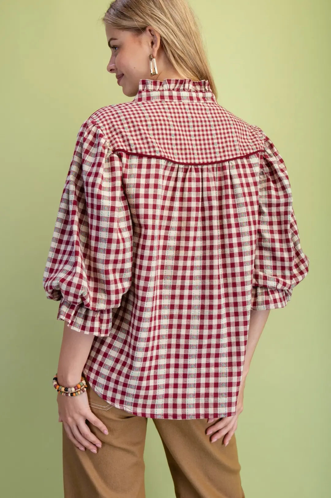 Check Print Shirt Wine