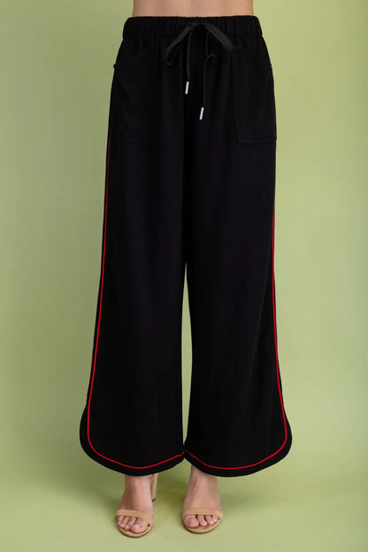 Black Leisure Set with Red Piping