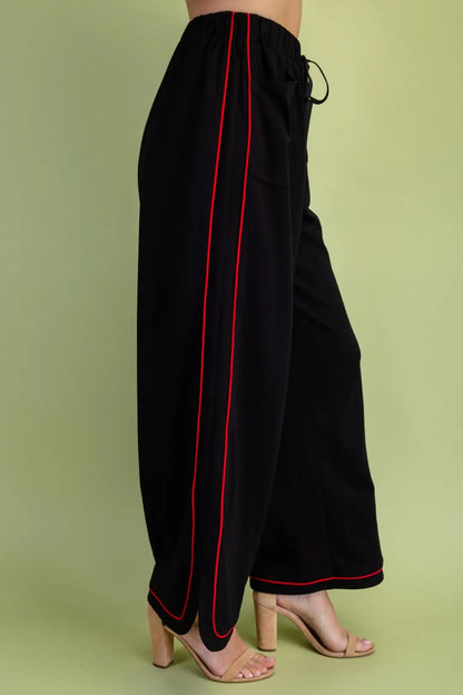 Black Leisure Set with Red Piping