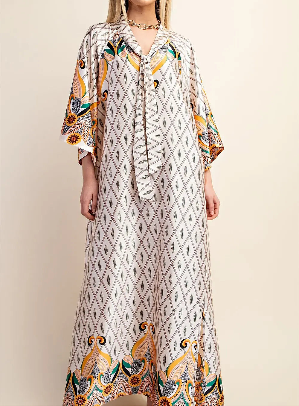 Plus Maxi Dress Multi Ivory