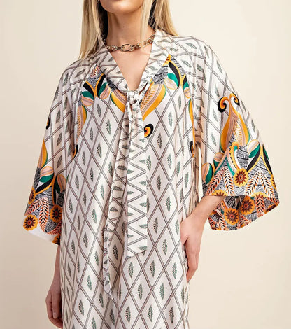 Plus Maxi Dress Multi Ivory