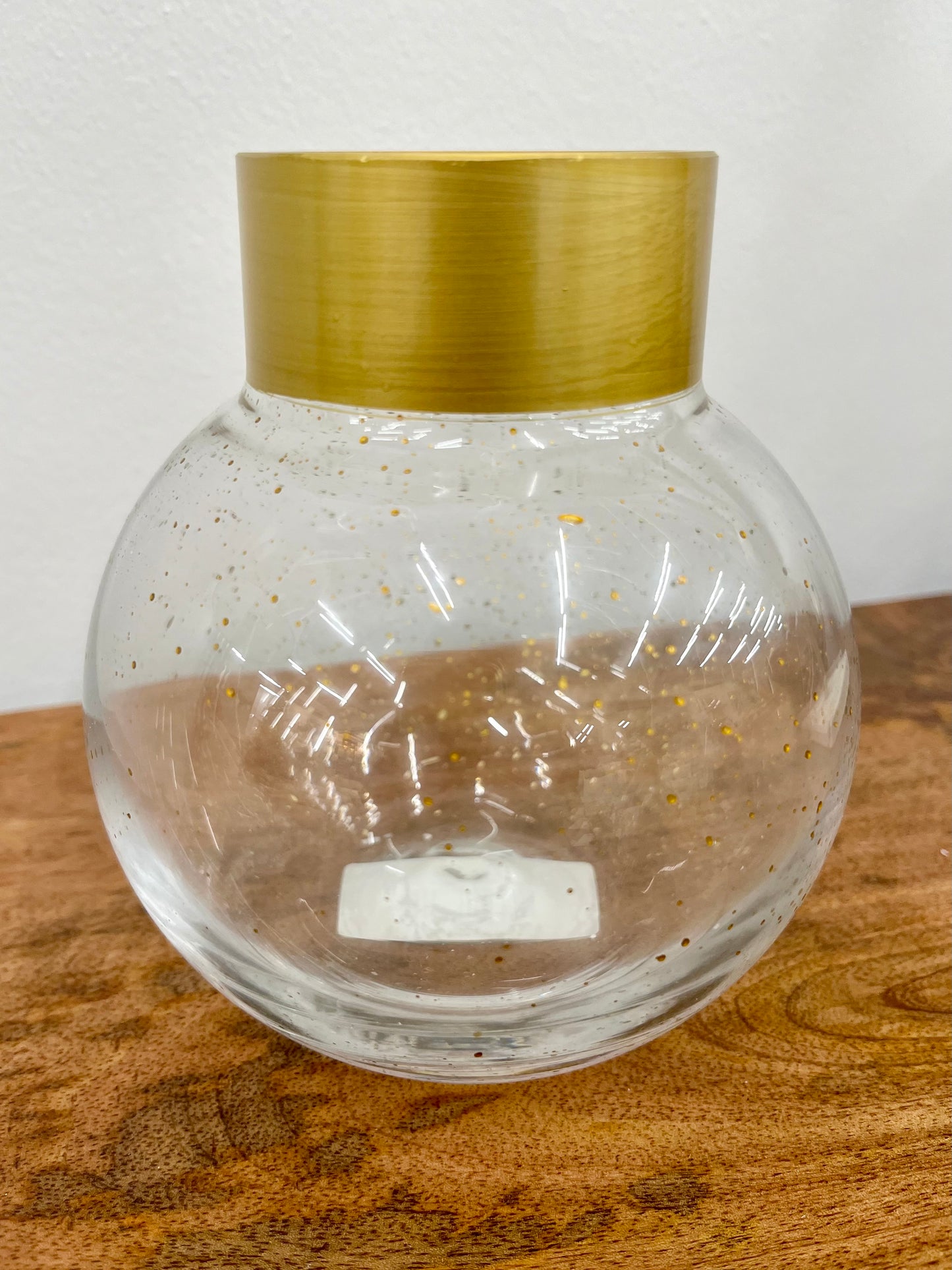 Gold Speckled Glass Vase w/ Gold Rim