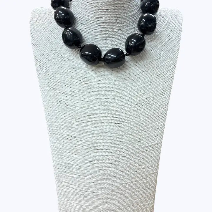 Black Chunky Bead Necklace