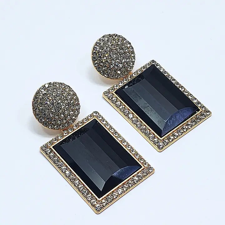 Rectangle Rhinestone Drop Earrings