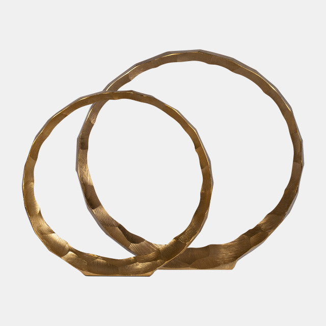 Metal Hammered Ring Decor S/2