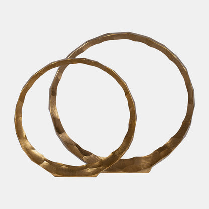 Metal Hammered Ring Decor S/2