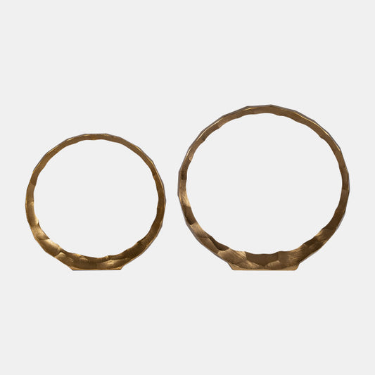 Metal Hammered Ring Decor S/2
