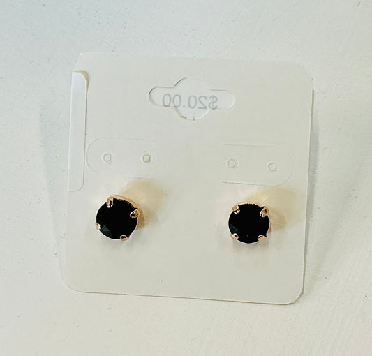 Black Crystal Post Earrings