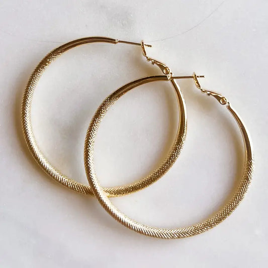 Gold Textured Hoop Earrings