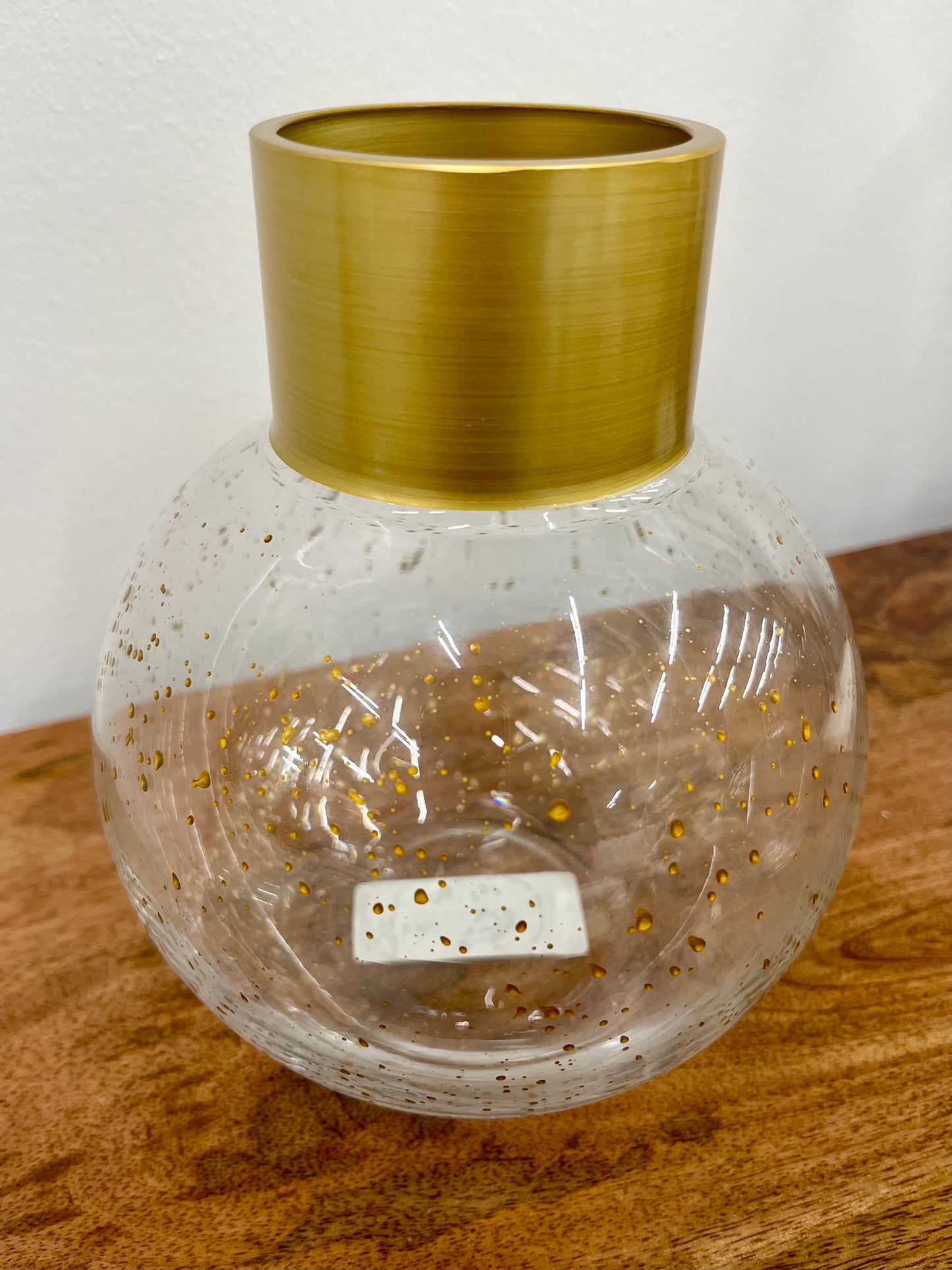 Gold Speckled Glass Vase w/ Gold Rim