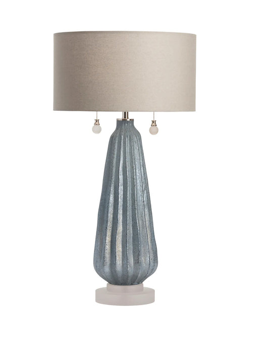 Lt. Blue Glass Lamp 31.75”H