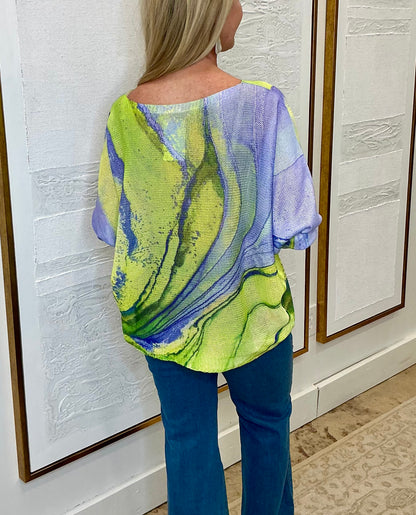 Yellow & Purple Tie-Dye Sweater - One Size