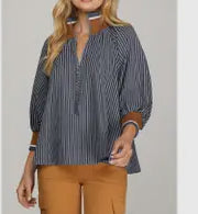 Navy Striped Top