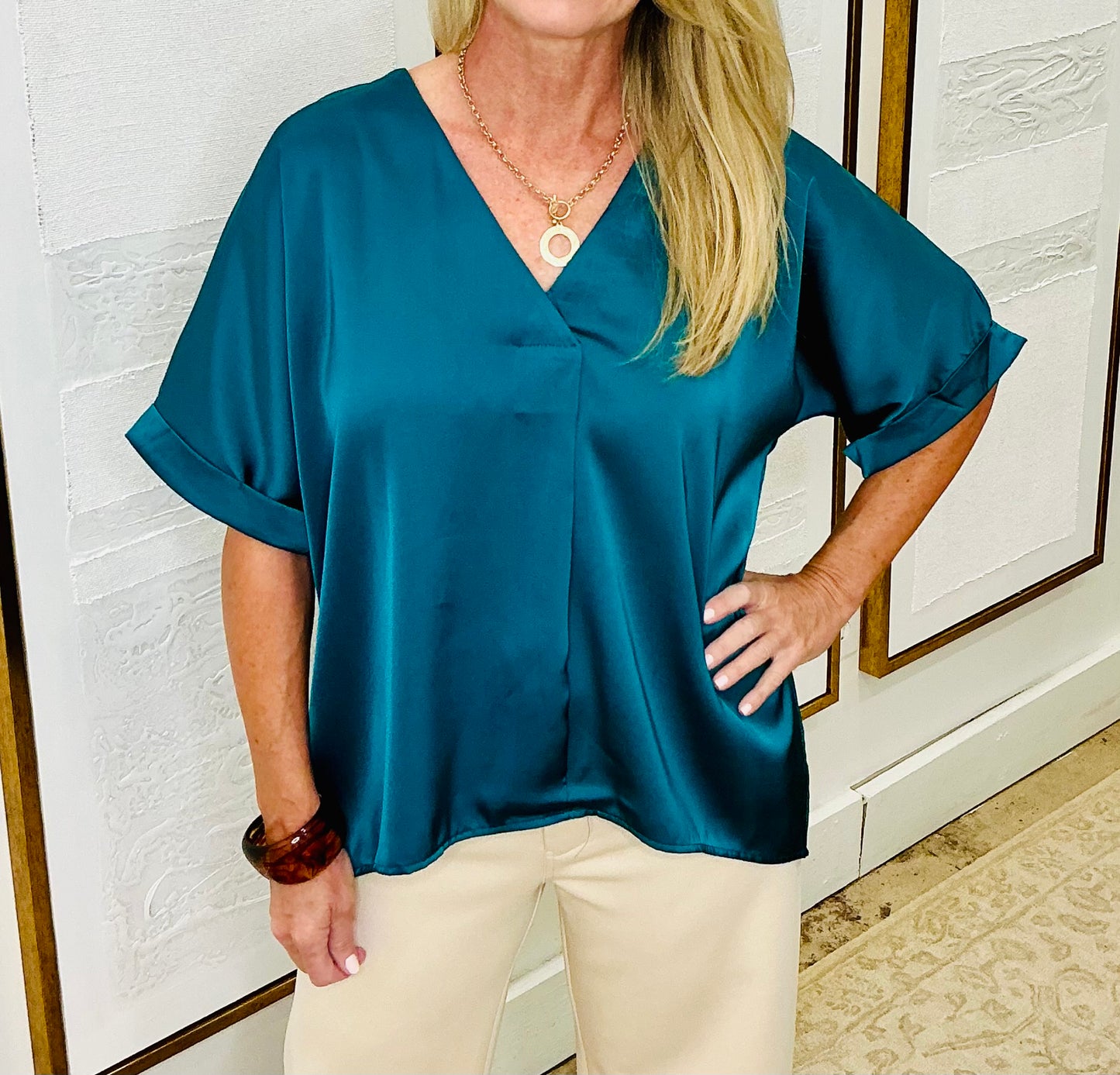 Satin V-Neck Top