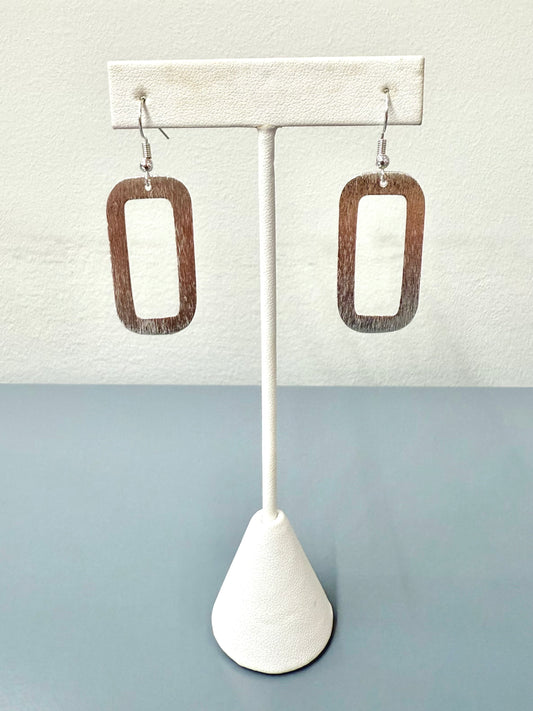 Rectangular Silver Dangle Earrings