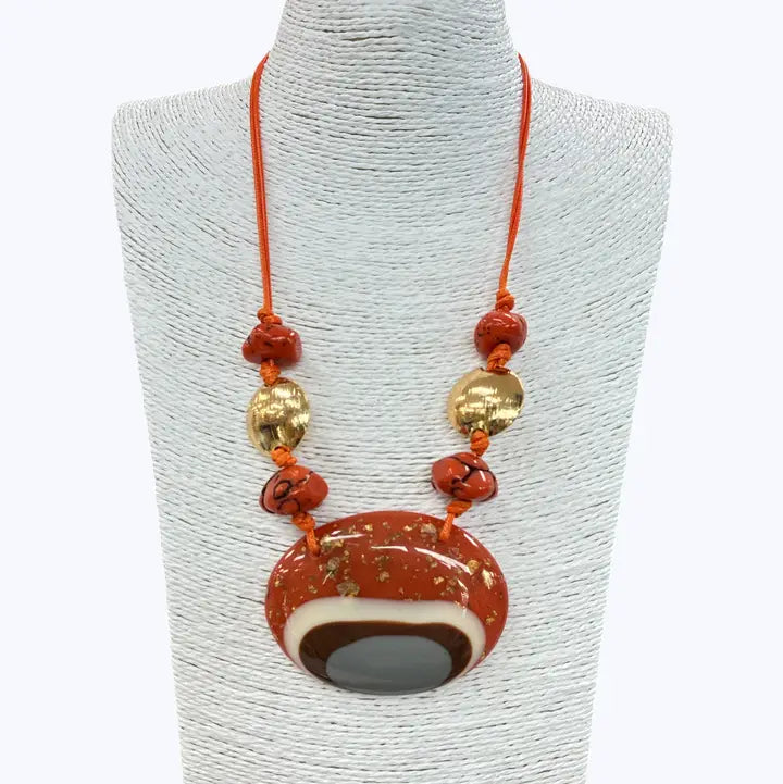 Orange Organic Acrylic Necklace