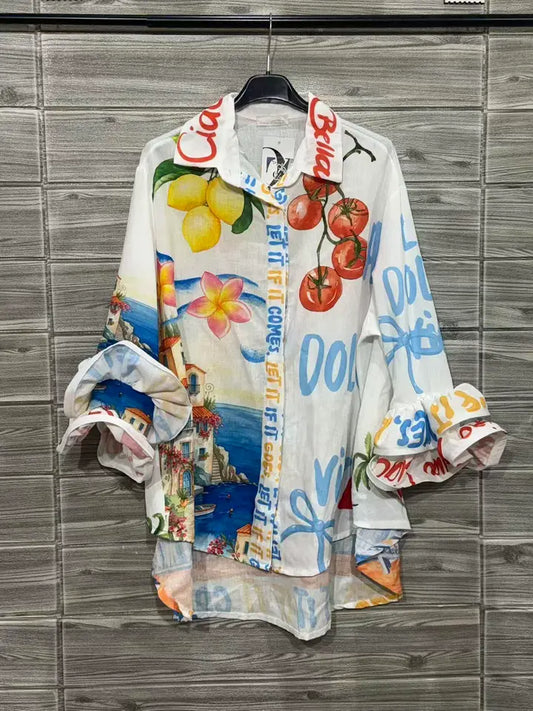Multi Floral Vacation Top - One Size