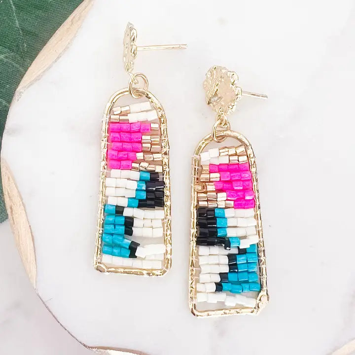 Multi Color Beaded Earrings