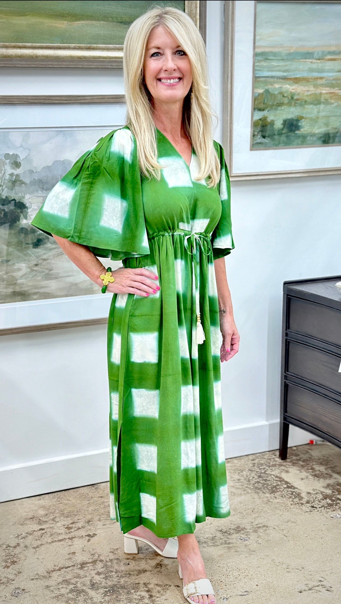 Ex Voto Milly Maxi Dress-Treetop Green