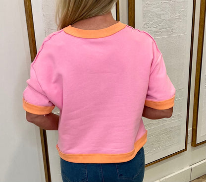 Pink & Orange Colorblock Top