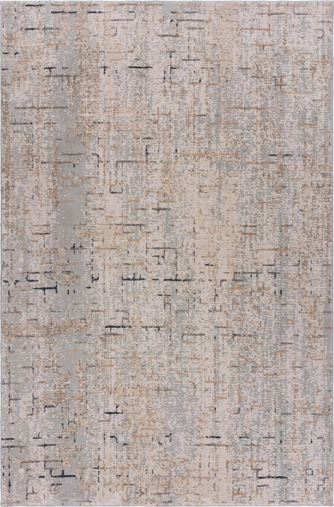 Grey Cream Taupe Geometric Rug 7'9"x10'9"