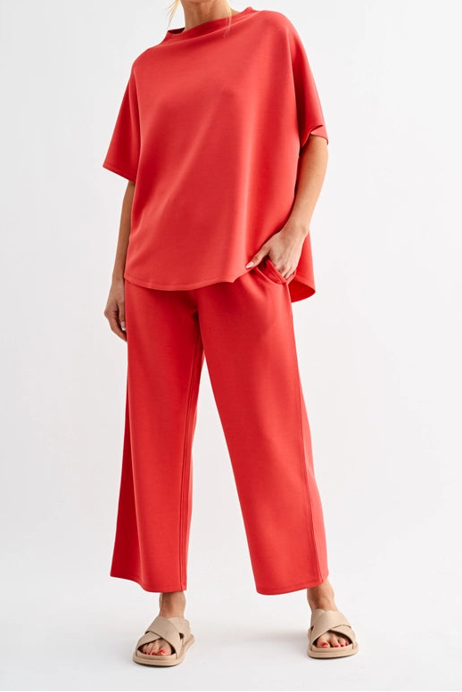Red Casual Pants Set