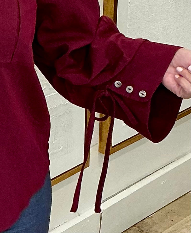 Merlot Button Up Long Sleeve Top