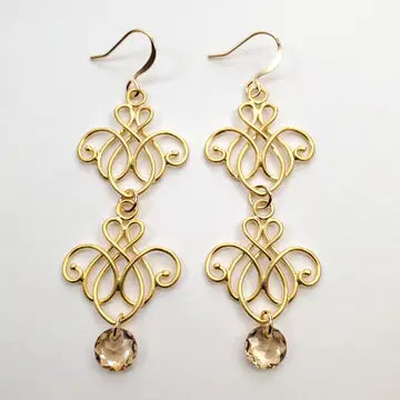 Golden Filigree Double Drop Earrings