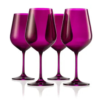 Purple Red Wine Glasses Set of 4