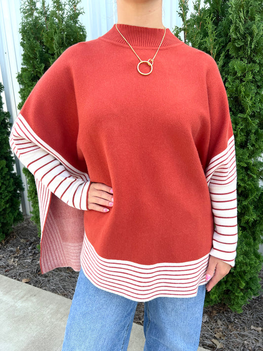 Rust Stripe Poncho