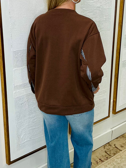 Brown Stripe Detail Sweatshirt