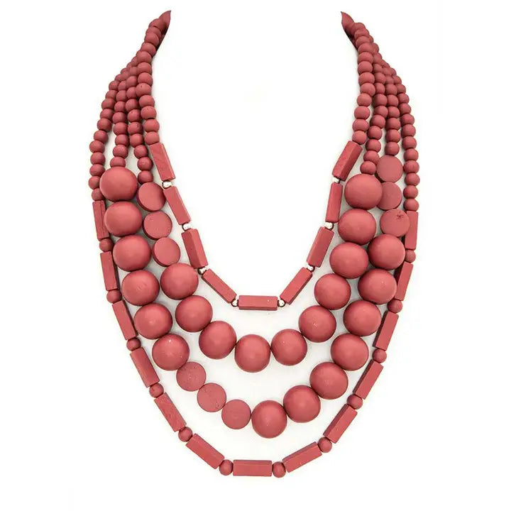 Wooden Bead Statement Necklace