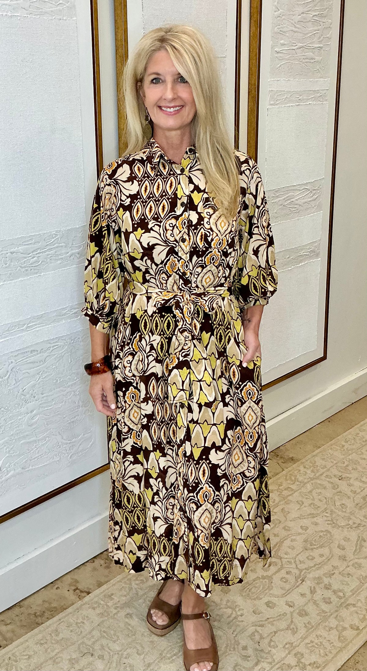 Brown Botanical Dress