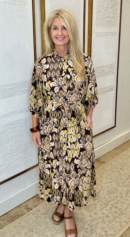Brown Botanical Dress